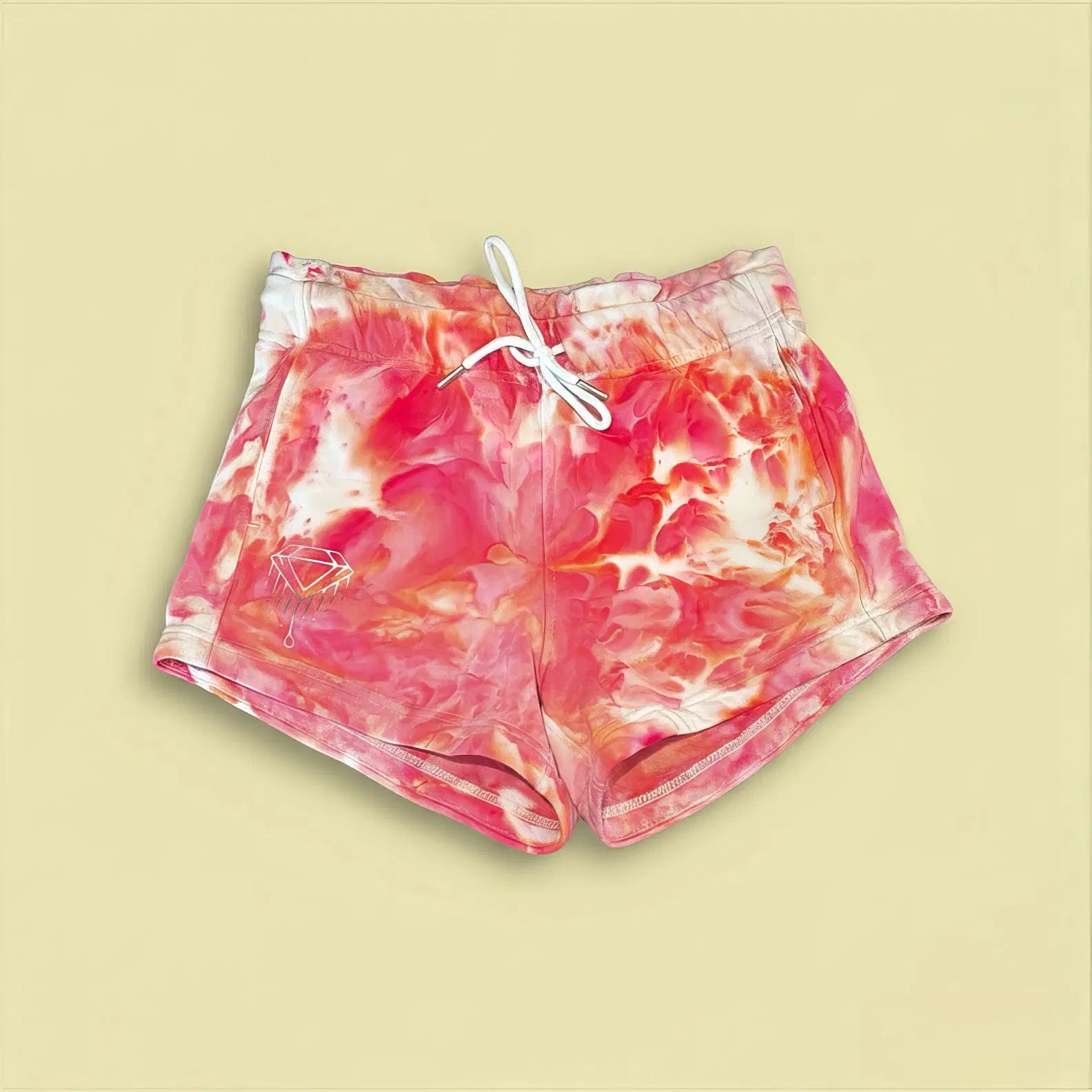 Shorts Pink Red Tie Diamond Dye