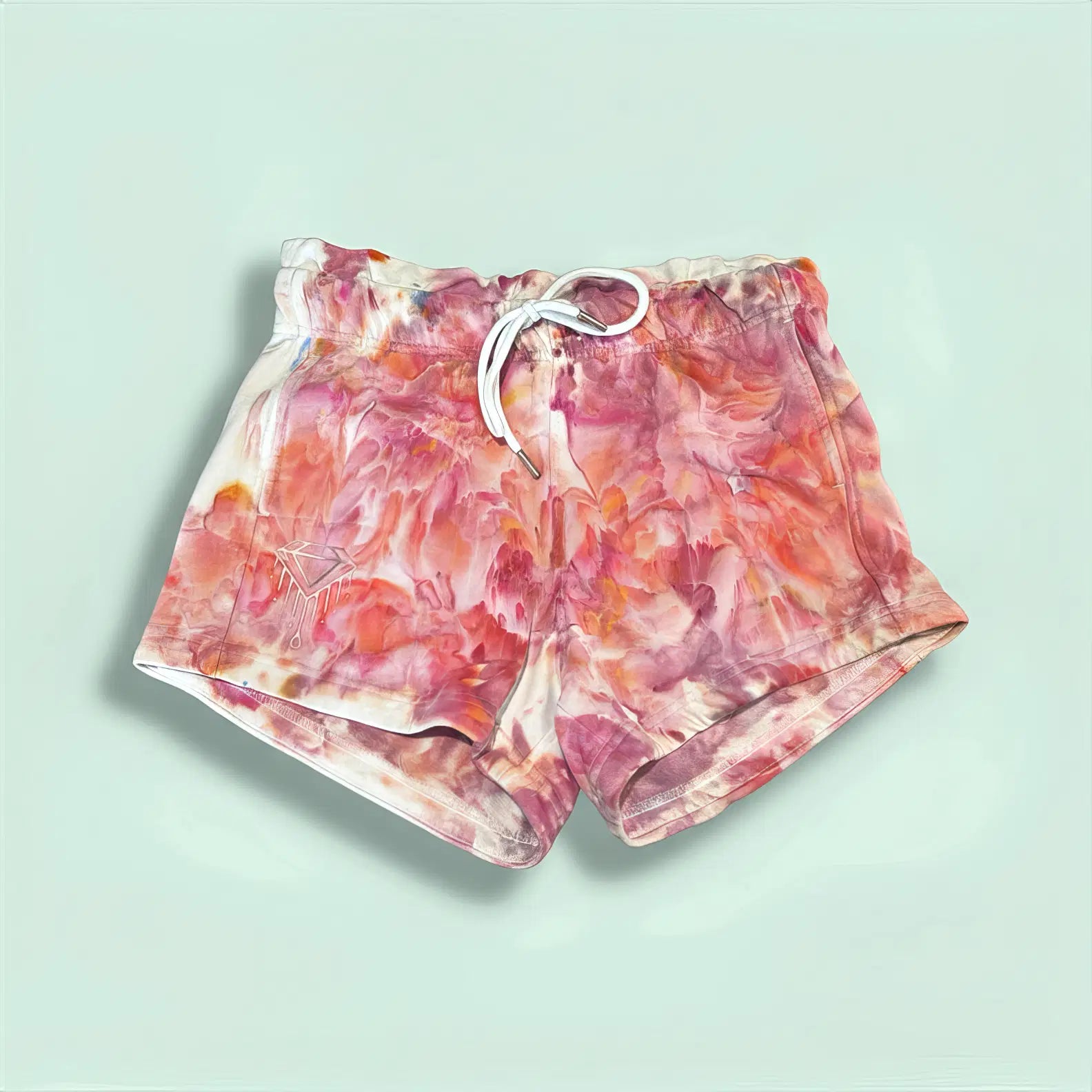 Shorts Pink White Tie Diamond Dye