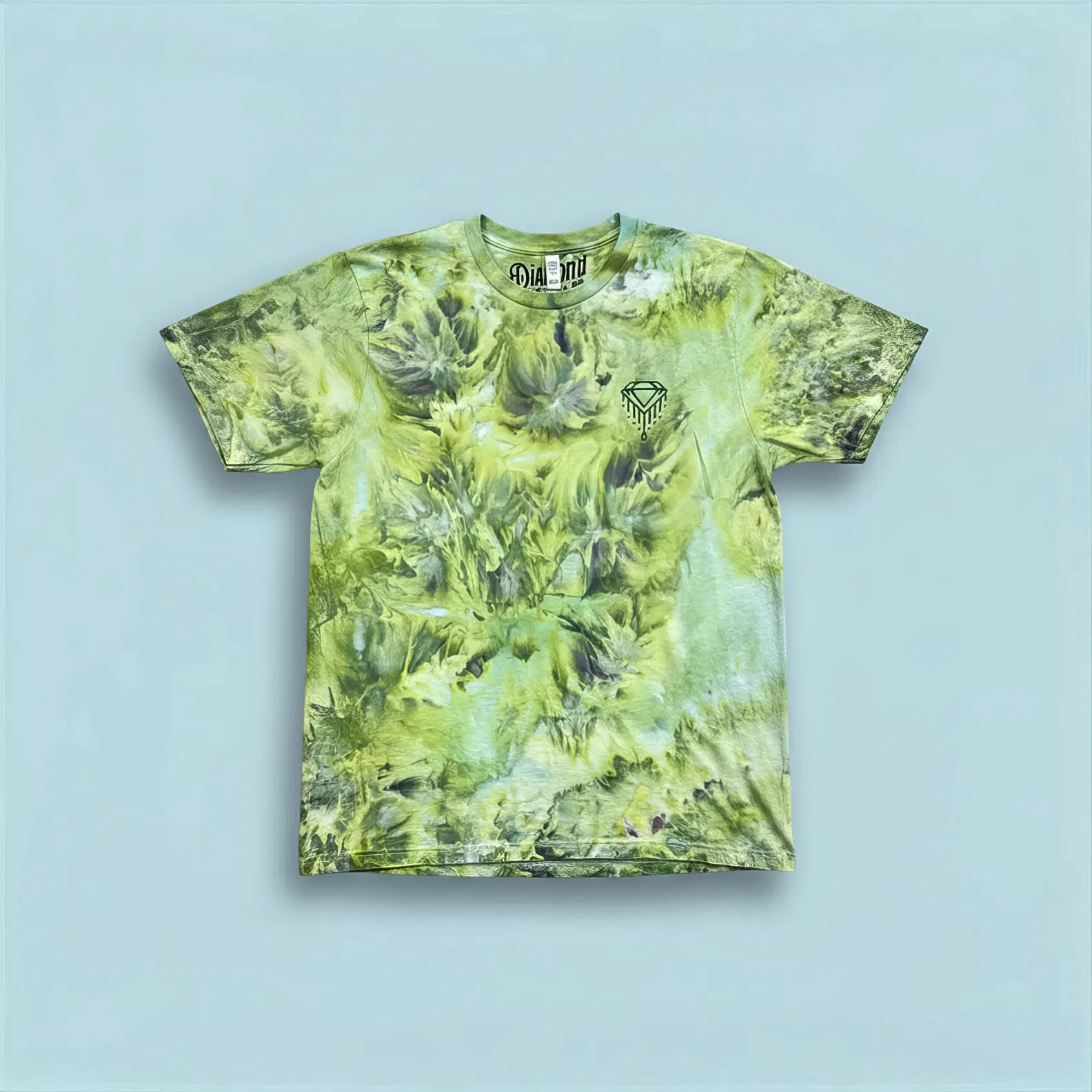 T Shirt Green Blue Diamond Dye