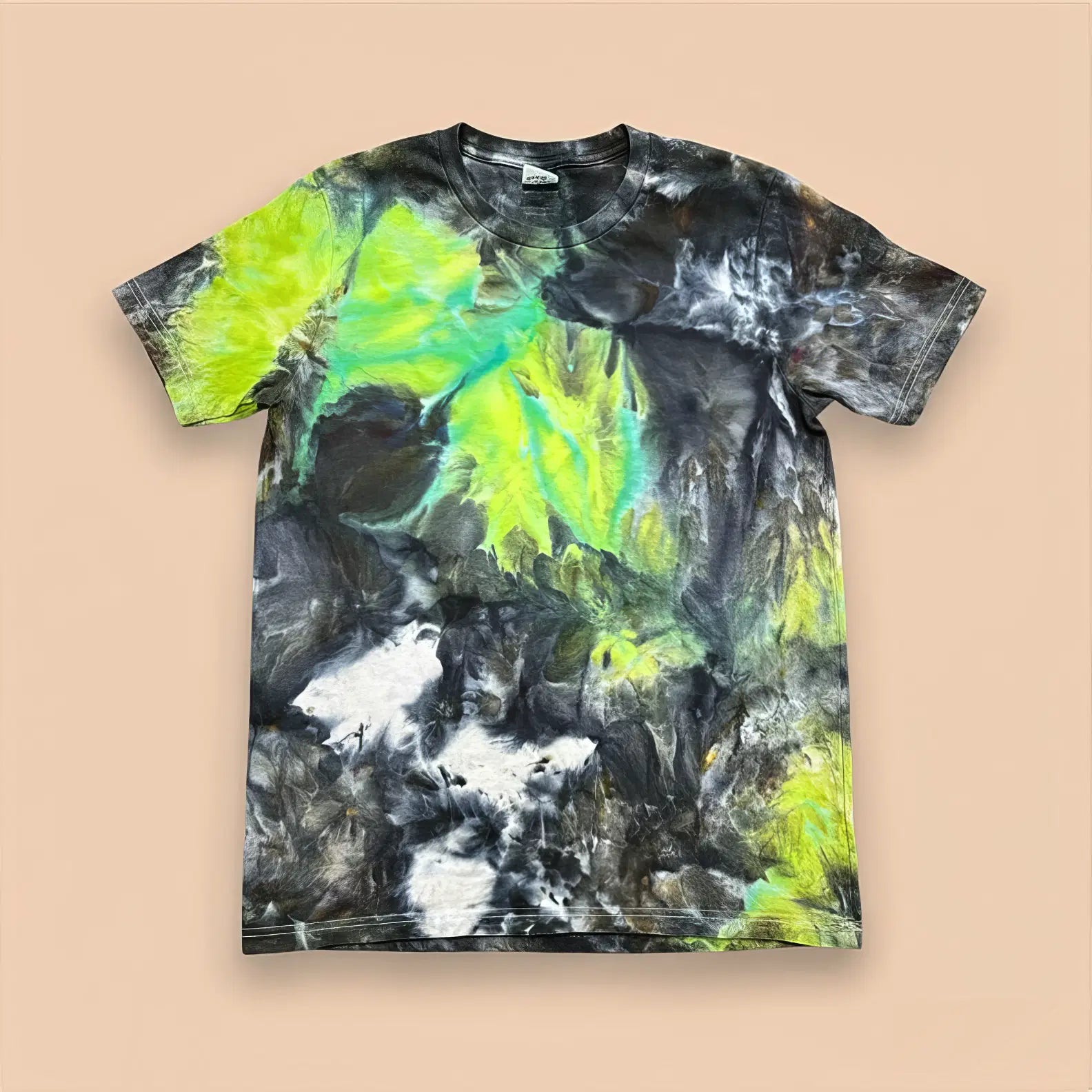 T Shirt Green Orange Diamond Dye